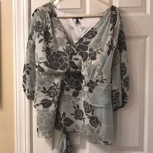Grey toned floral blouse